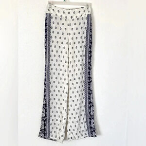 Karen Brooks Bandana Paisley Print Navy Blue/White Casual Pant Women Size Small